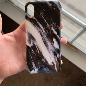 iPhone XS Black White Marble Swirl Phone Case